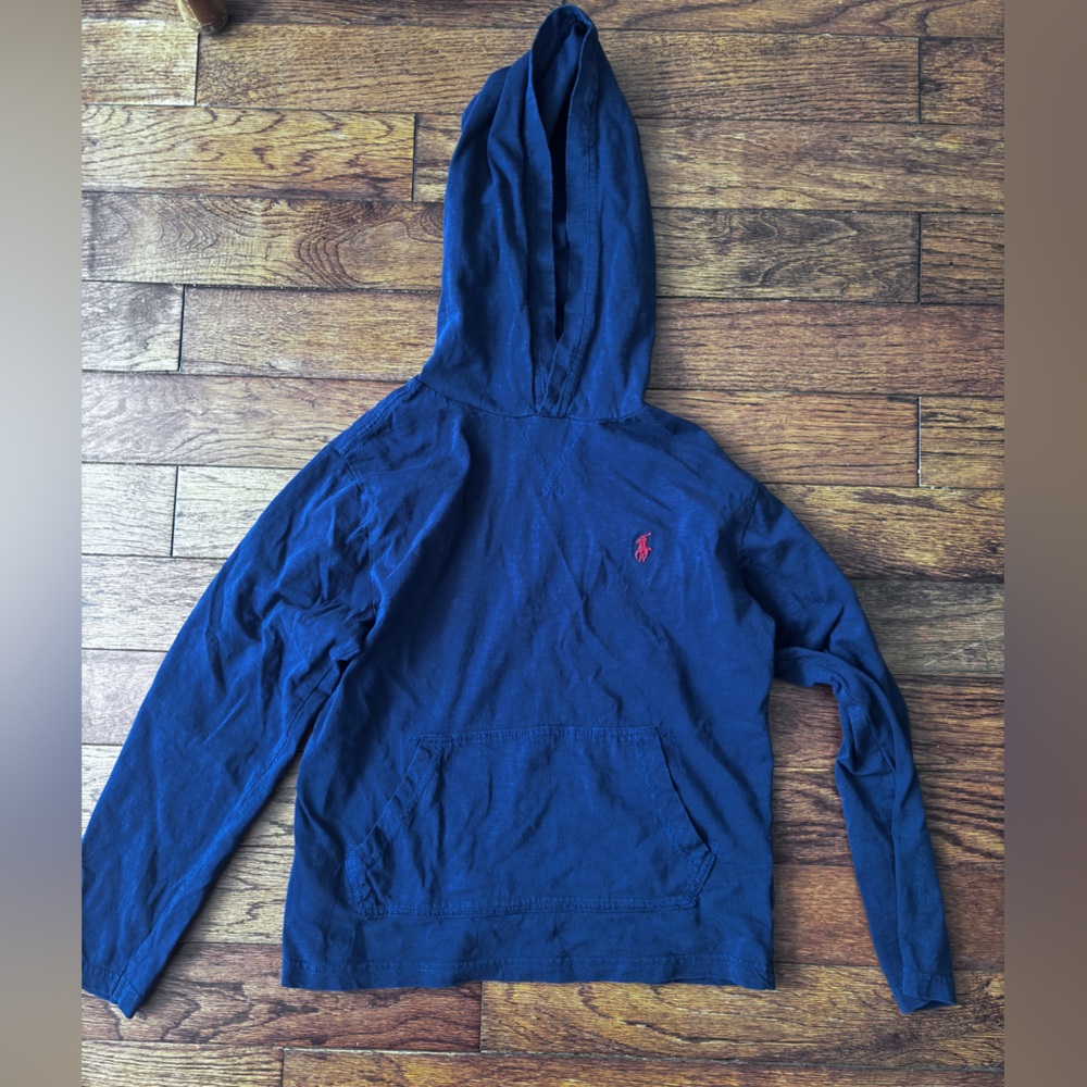 Boys Polo by Ralph Lauren Navy Hooded Longsleeve T